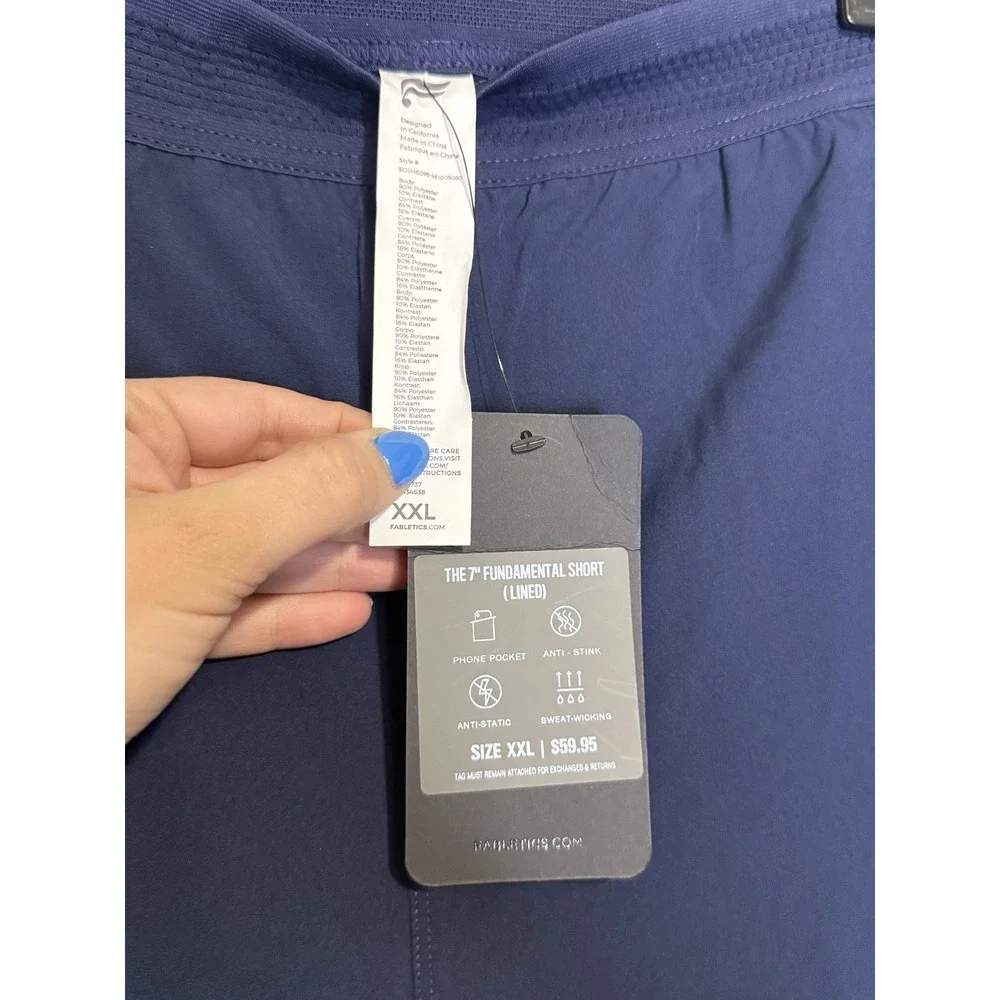 Fabletics The Fundamental Short Lined Men's 2XL XXL Deep Navy 7